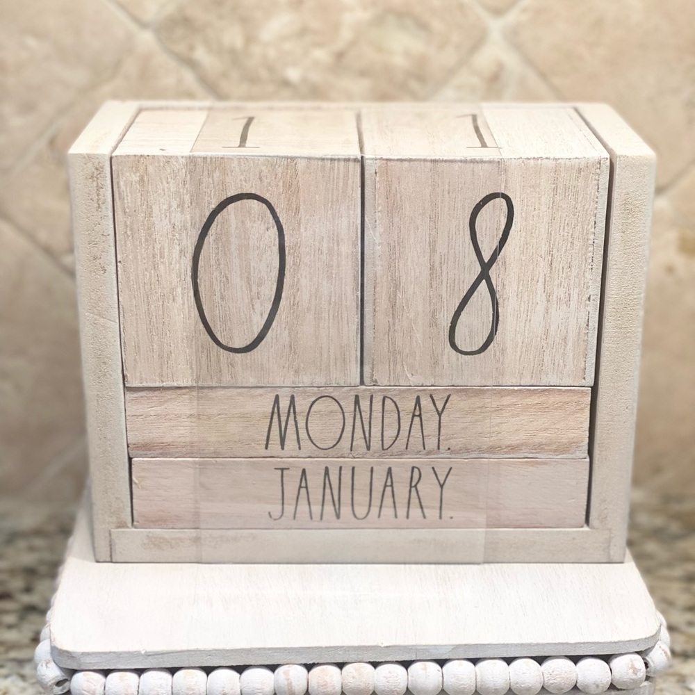 NEW Rae Dunn Wood Block Perpetual Calendar